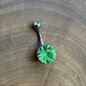 14g Green Faceted Jewel Belly Button Navel Ring